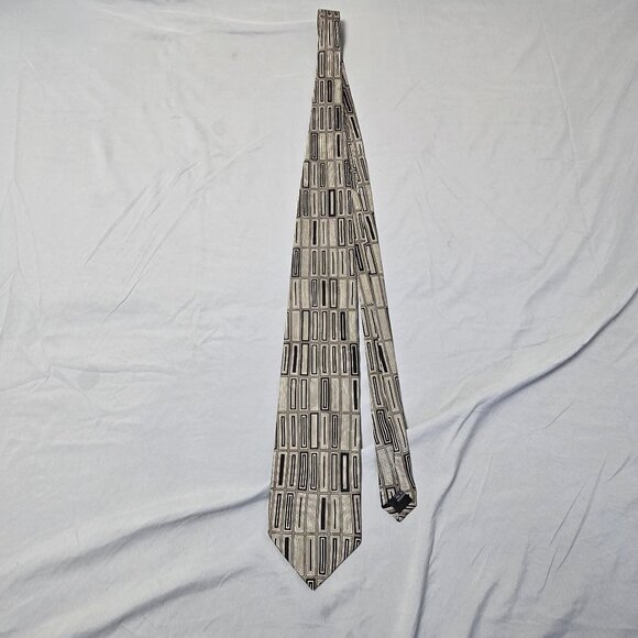 Luciano Gatti Tie 57" 100 Silk Grey & Black Pre-owned Excellent condition - Picture 1 of 3